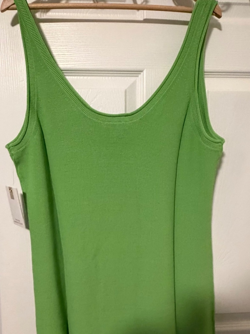 NEW -GOOD AMERICAN Ribbed Knit Maxi Dress | Lime Green | Plus Size | Side Slit - Picture 4 of 5